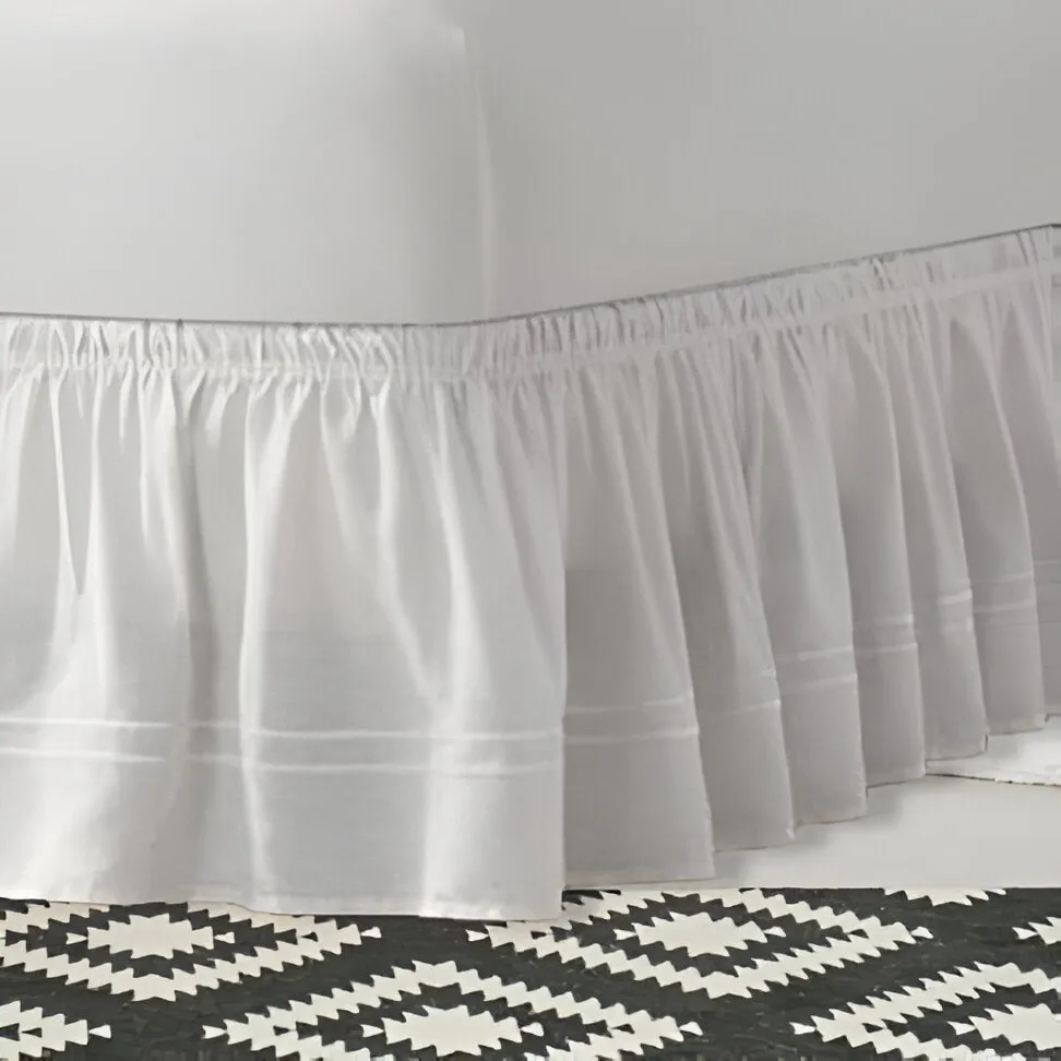 400TC Sateen Solid Cotton Double Embroidered Wrap Around Bed Skirt