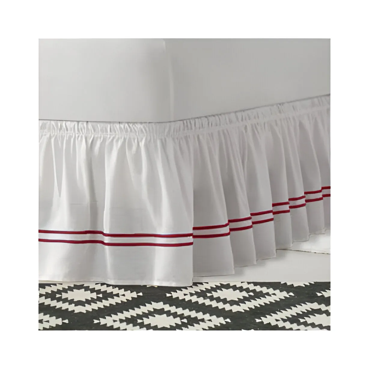 400TC Sateen Solid Cotton Double Embroidered Wrap Around Bed Skirt
