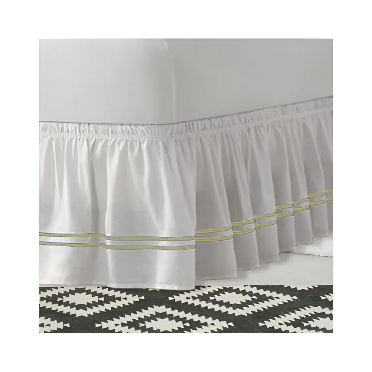 400TC Sateen Solid Cotton Double Embroidered Wrap Around Bed Skirt