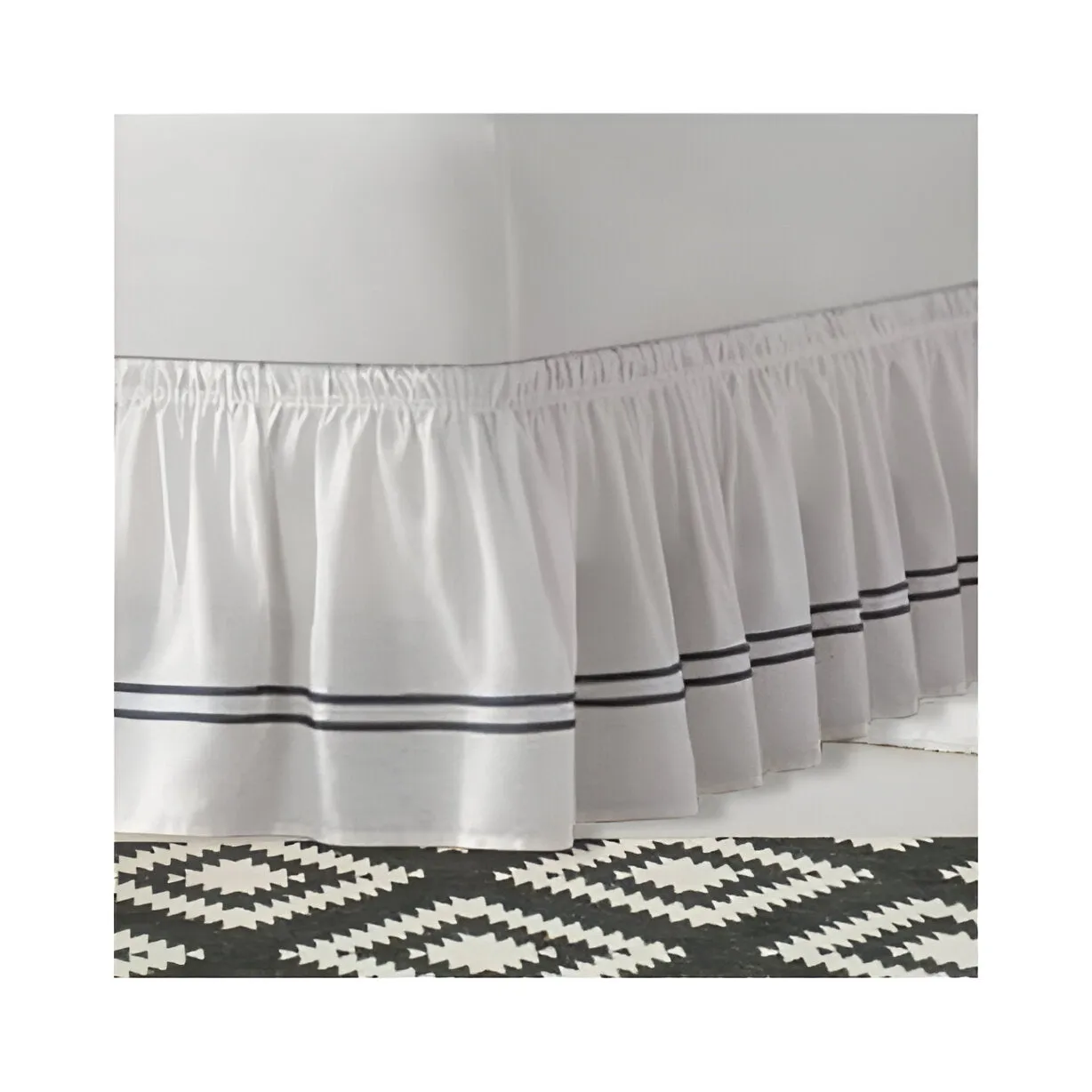 400TC Sateen Solid Cotton Double Embroidered Wrap Around Bed Skirt