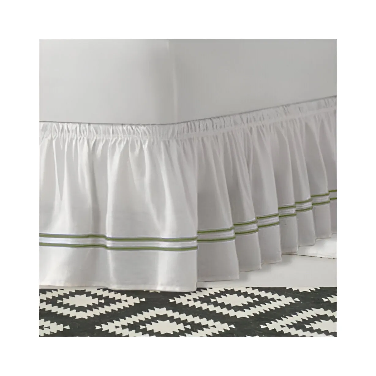 400TC Sateen Solid Cotton Double Embroidered Wrap Around Bed Skirt