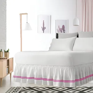 400TC Sateen Solid Cotton Double Embroidered Wrap Around Bed Skirt