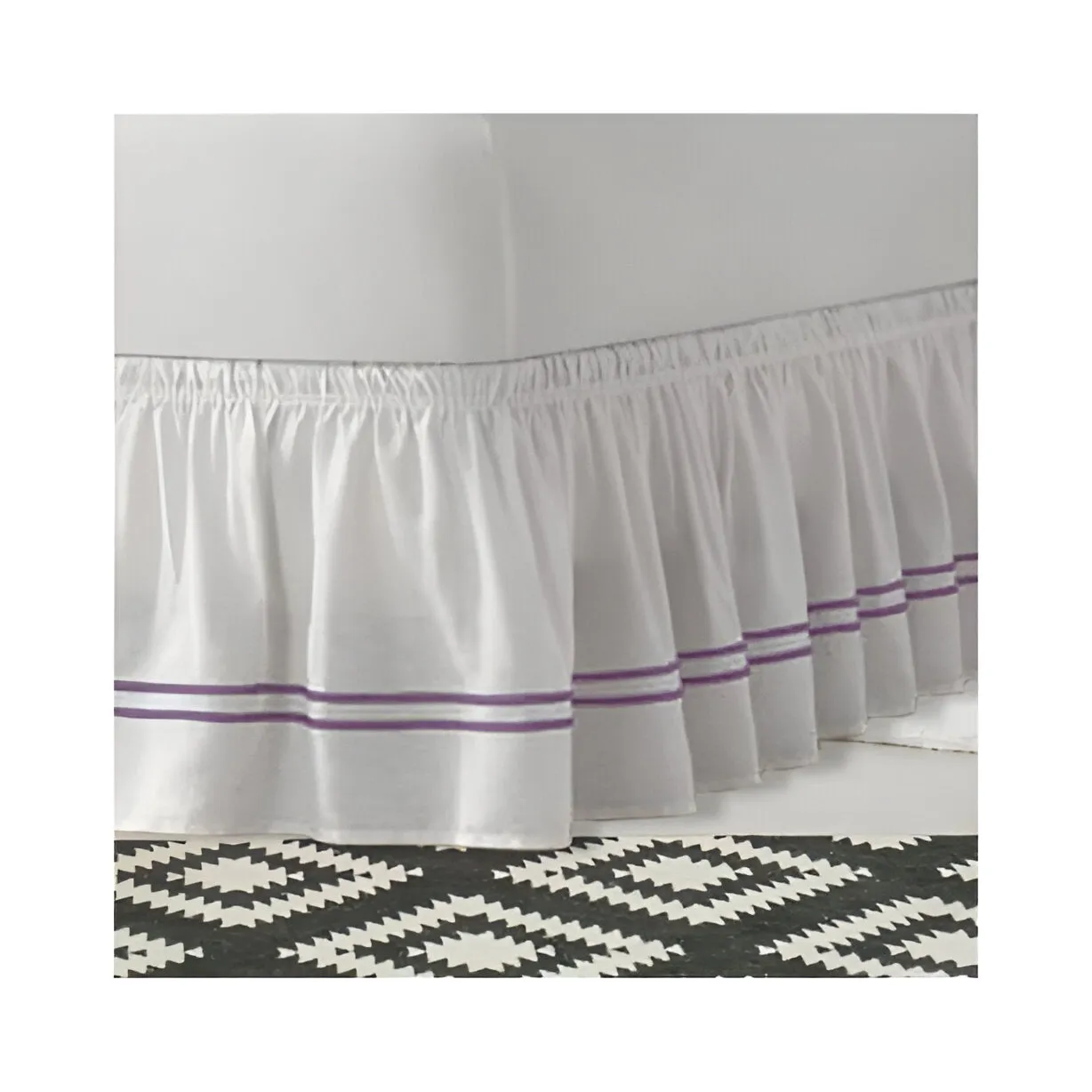 400TC Sateen Solid Cotton Double Embroidered Wrap Around Bed Skirt