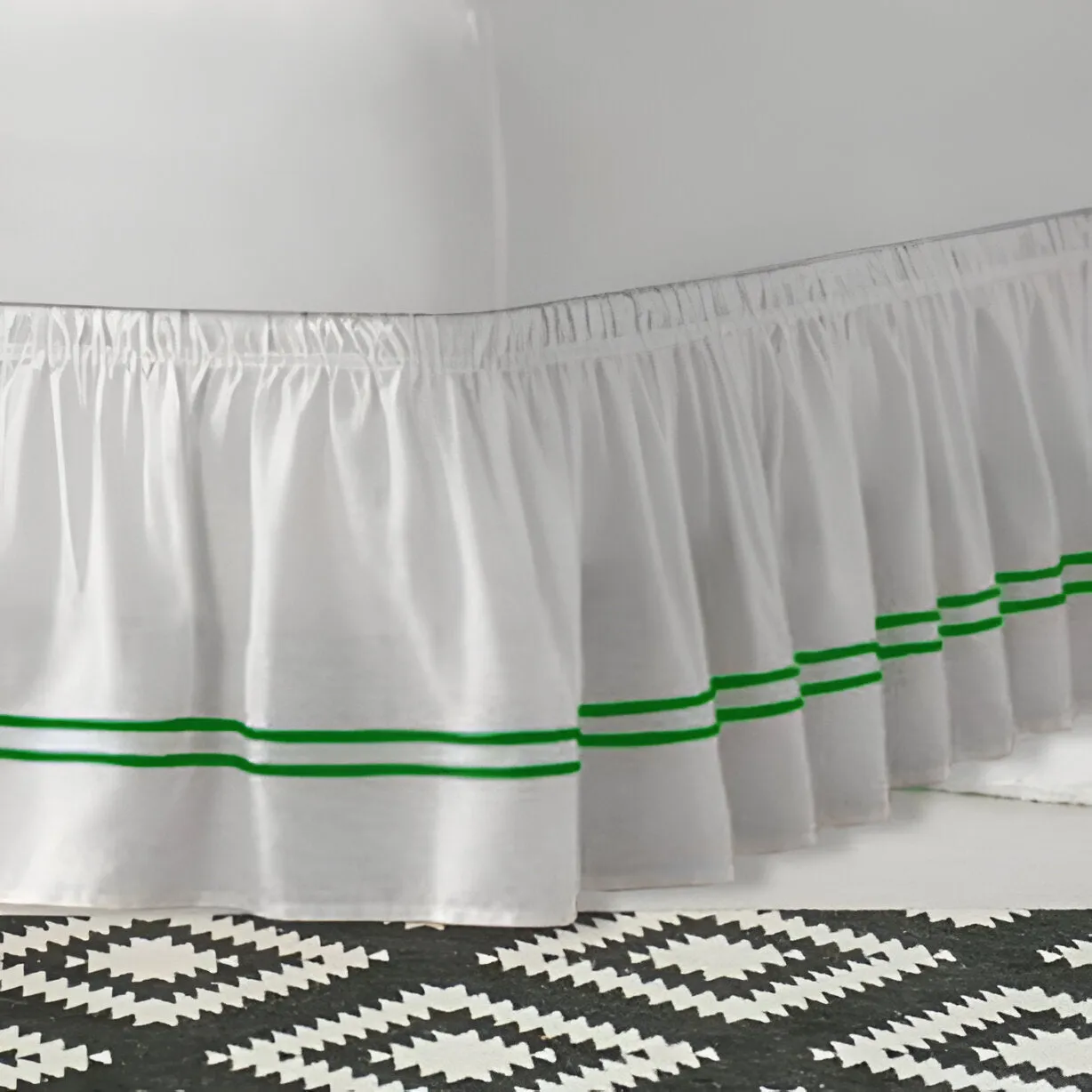 400TC Sateen Solid Cotton Double Embroidered Wrap Around Bed Skirt