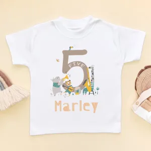 5th Birthday Animal Musicians Personalised T Shirt