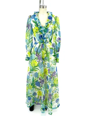 60s Bill Tice Organza Floral Dress