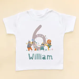 6th Birthday Animal Musicians Personalised T Shirt