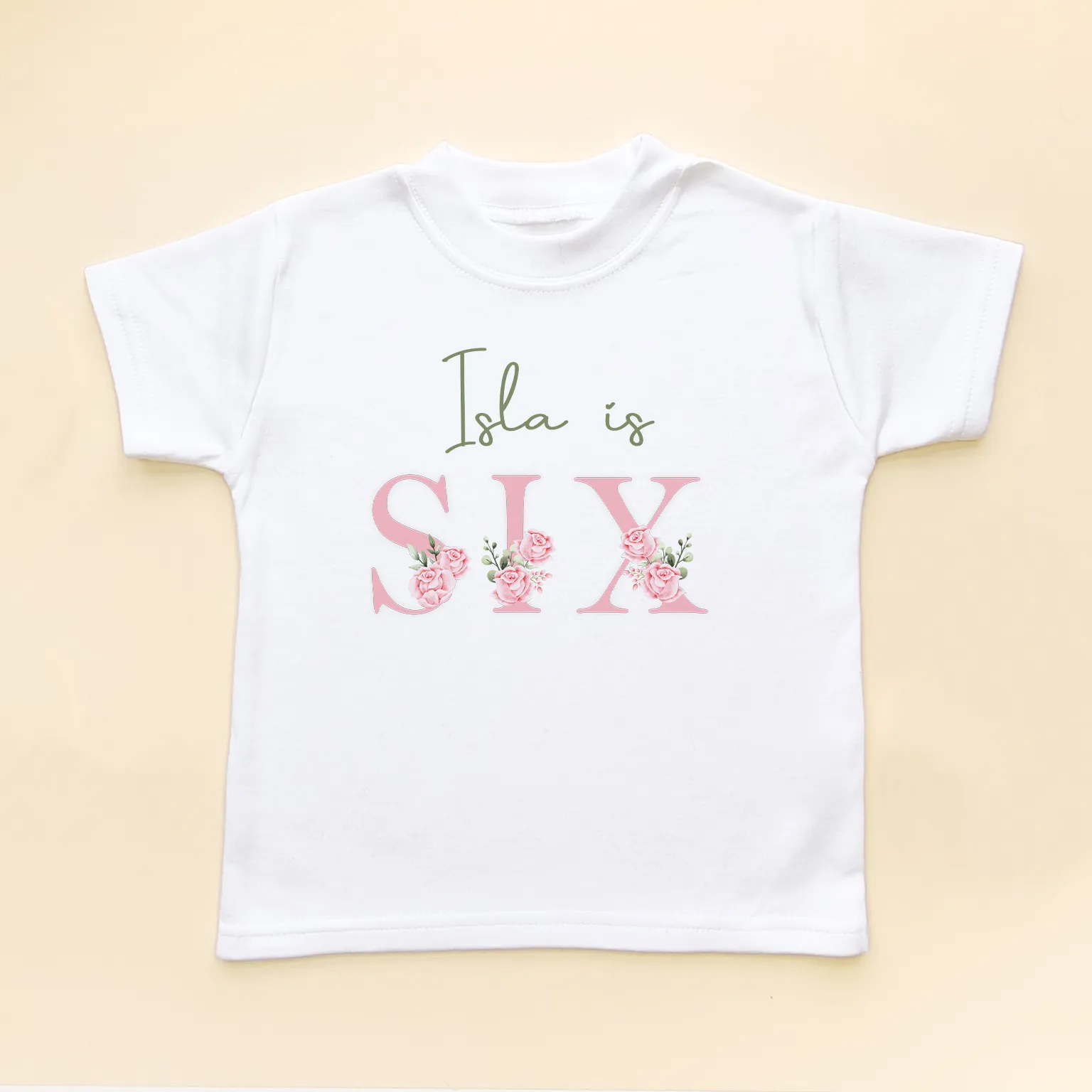 6th Birthday Floral Theme Personalised T Shirt