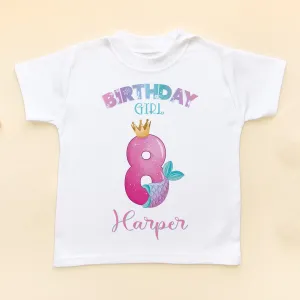 8th Birthday Cute Mermaid Personalised T Shirt