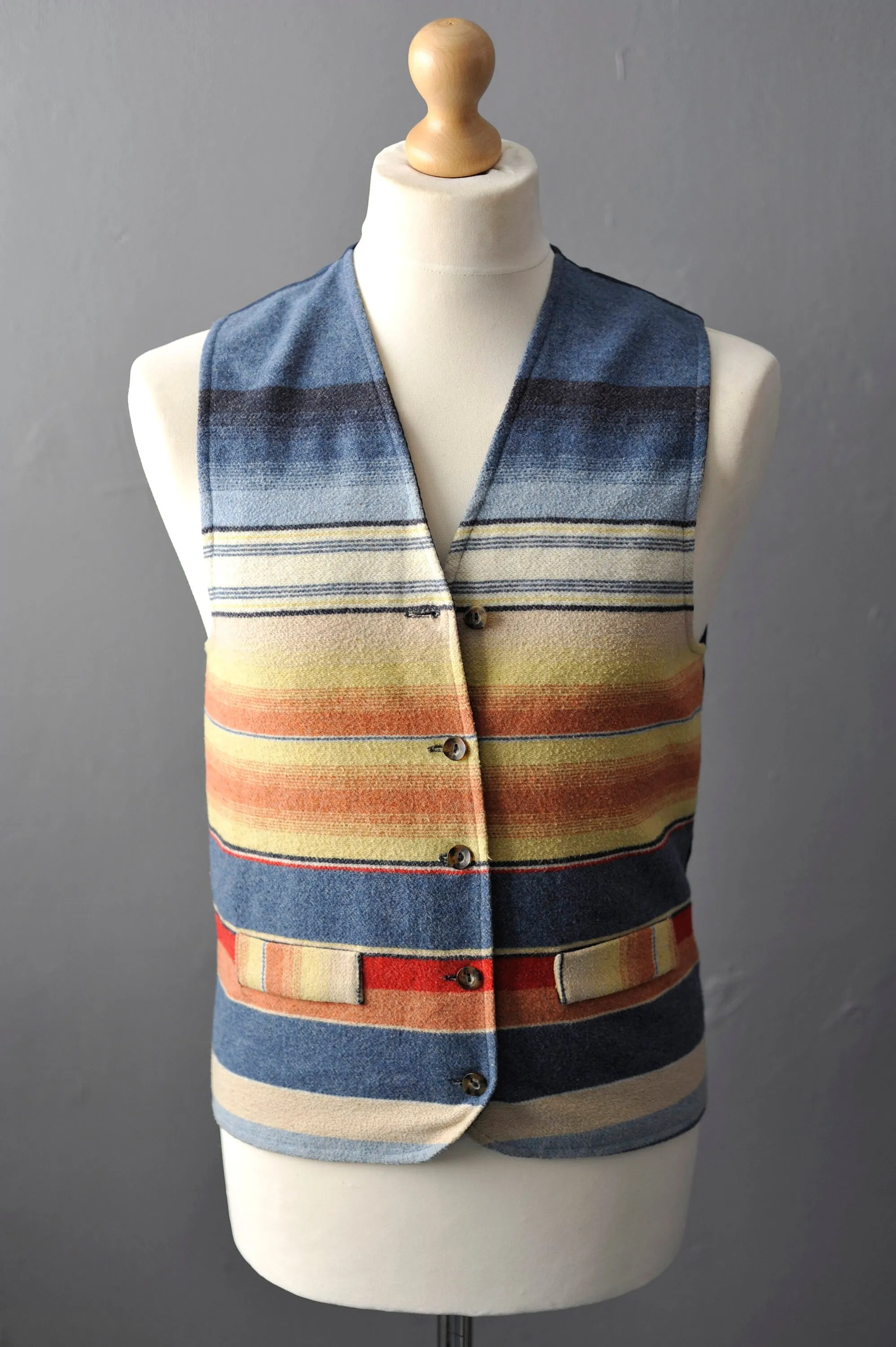 90s Colourful Striped Waistcoat by Che Clothing, Dapper Eccentric , Size Small