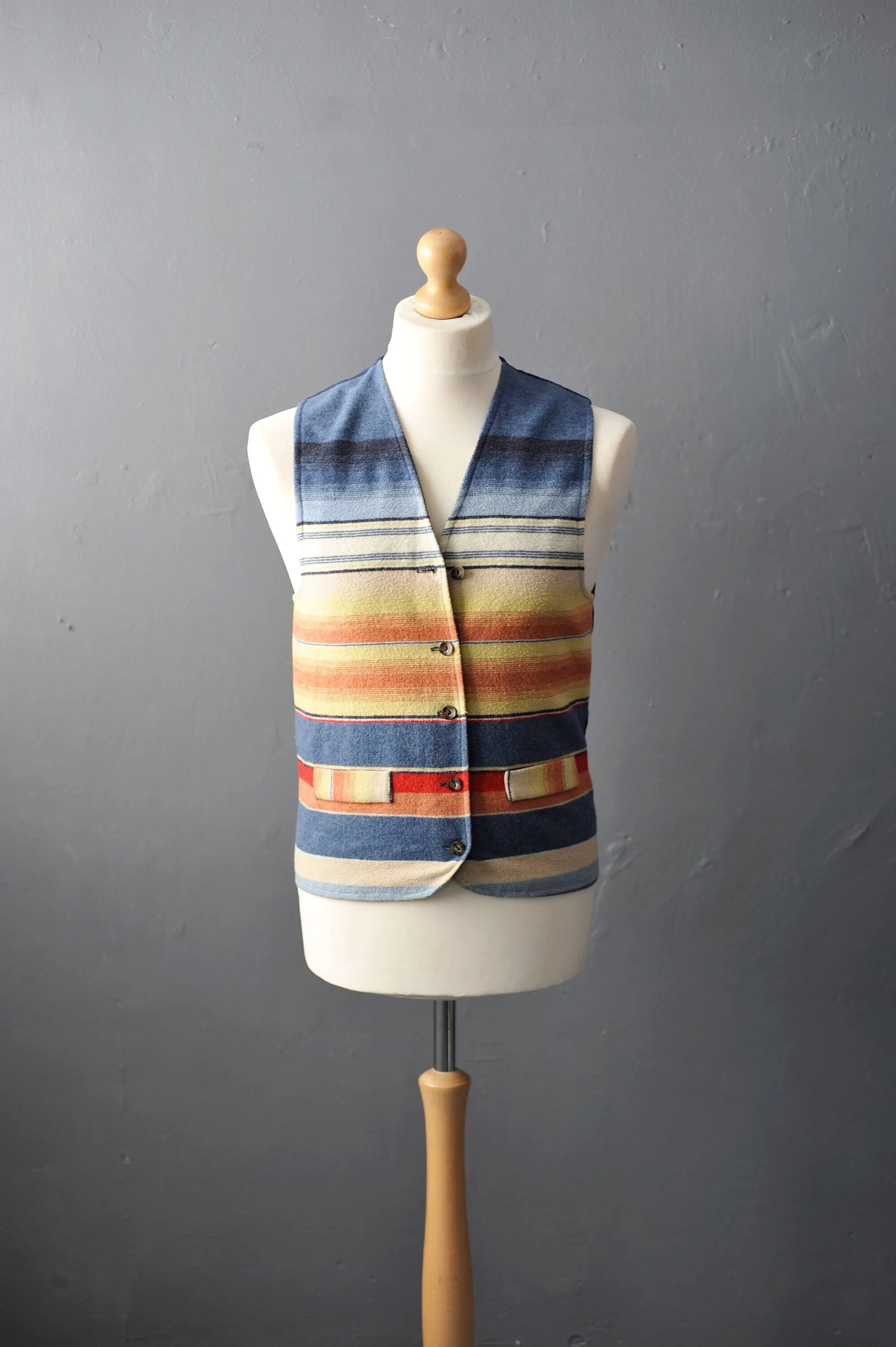 90s Colourful Striped Waistcoat by Che Clothing, Dapper Eccentric , Size Small