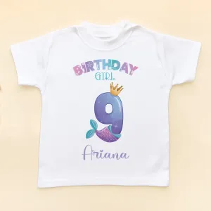 9th Birthday Cute Mermaid Personalised T Shirt