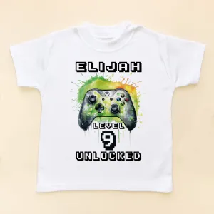 9th Birthday Unlocked Gamer Personalised T Shirt