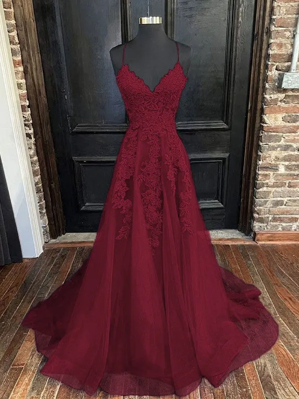 A Line Blue Lace Prom Dresses 2025 Cheap V Neck Formal Dresses