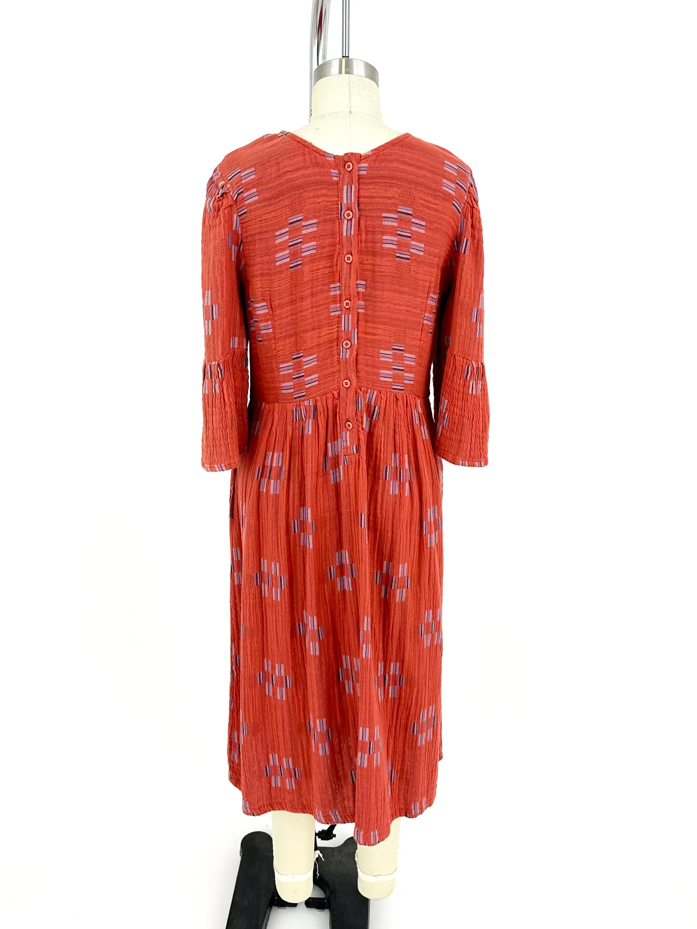 Ace & Jig Plissé Gauze Embroidered Dress