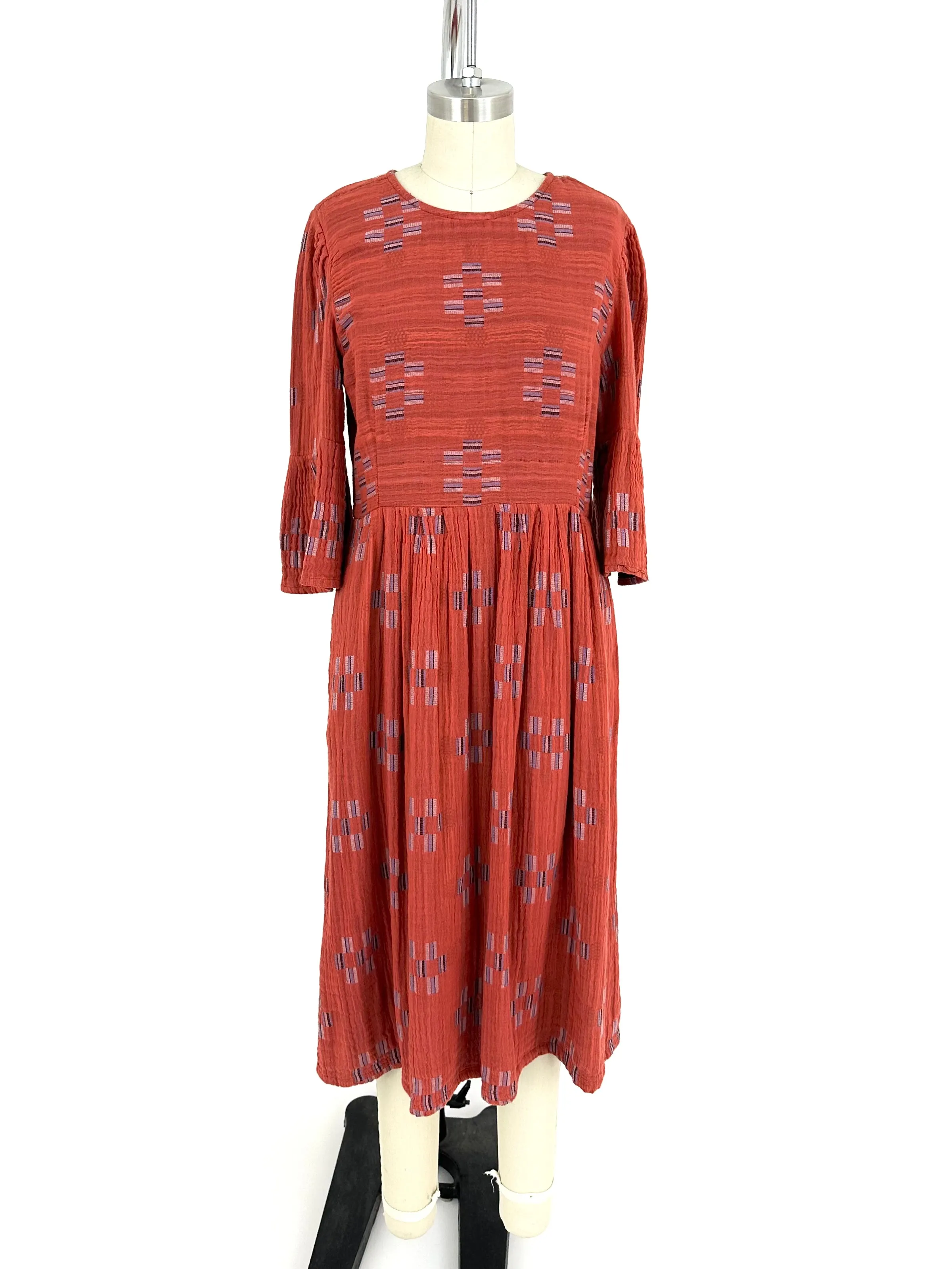 Ace & Jig Plissé Gauze Embroidered Dress