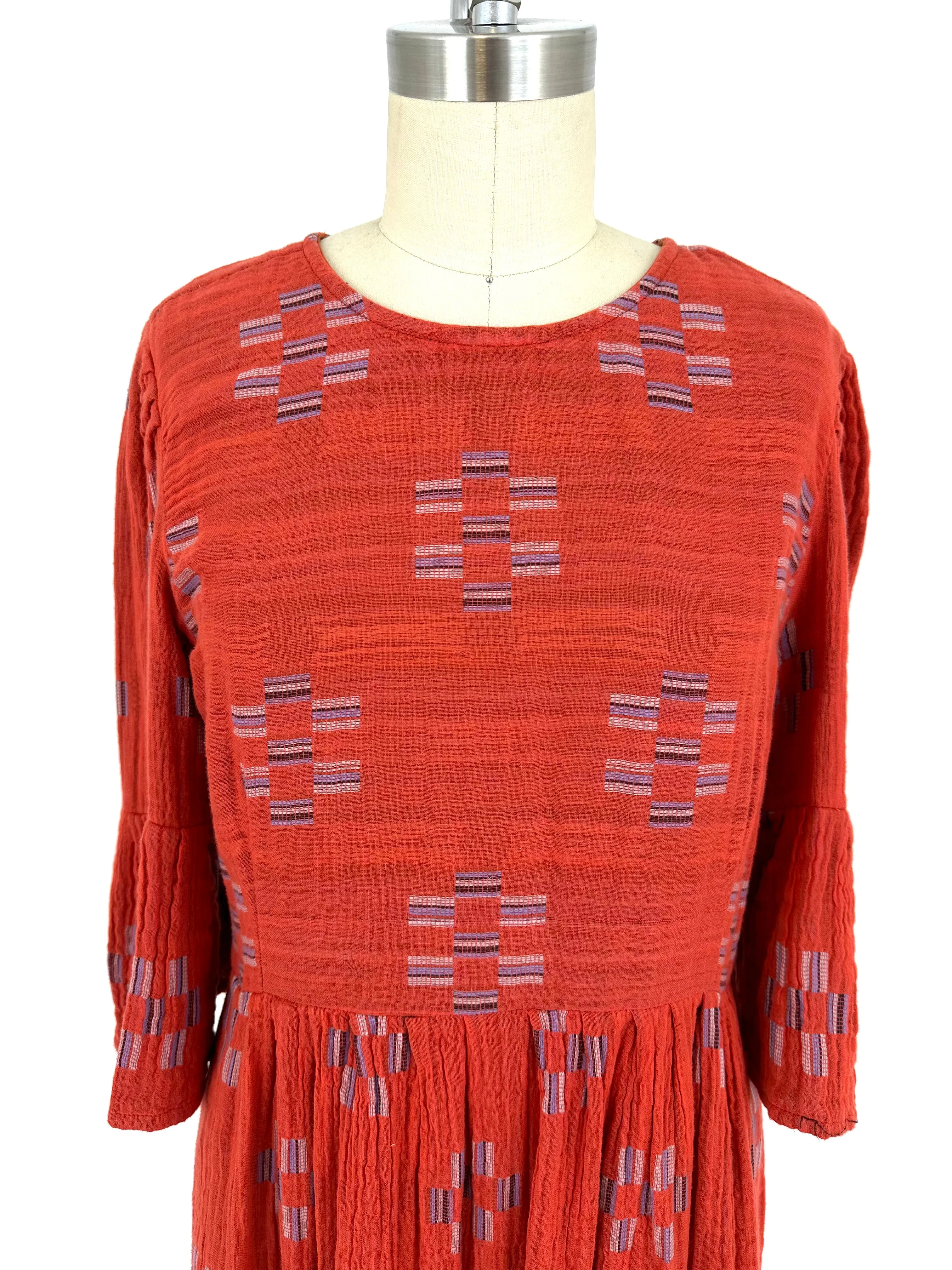 Ace & Jig Plissé Gauze Embroidered Dress