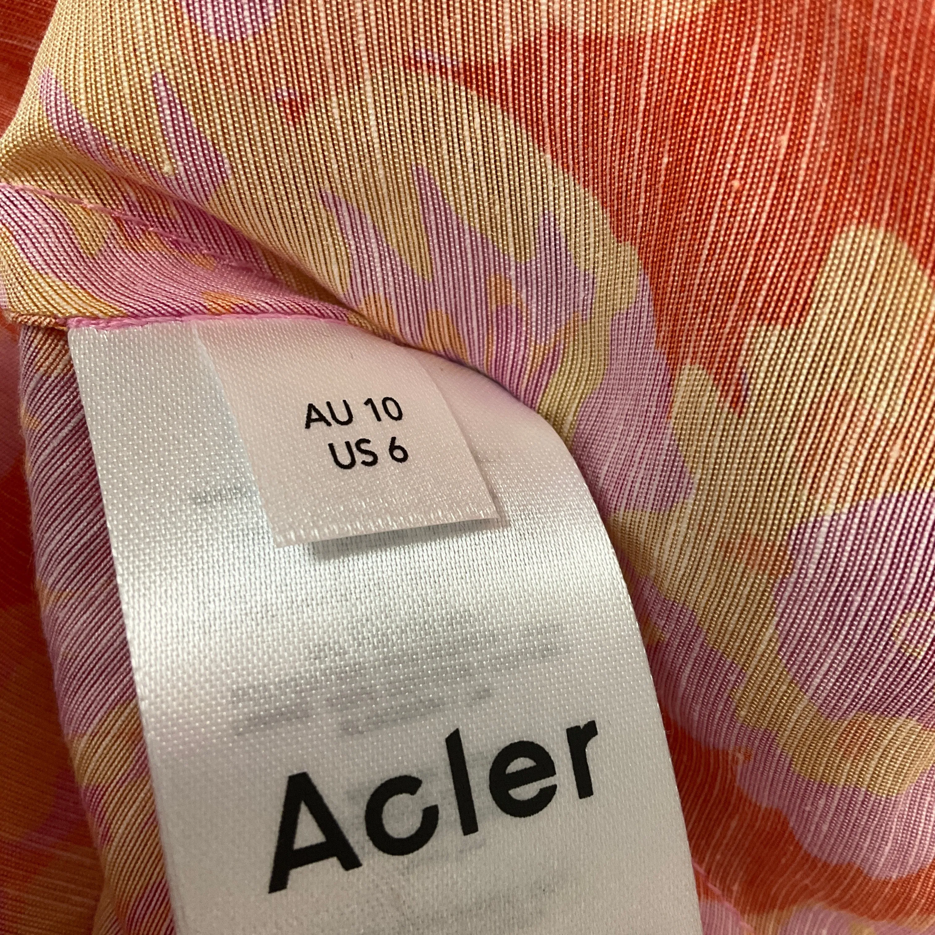 Acler Pink / Orange Summer Bloom Merrylands Floral Belted Mini Shirtdress