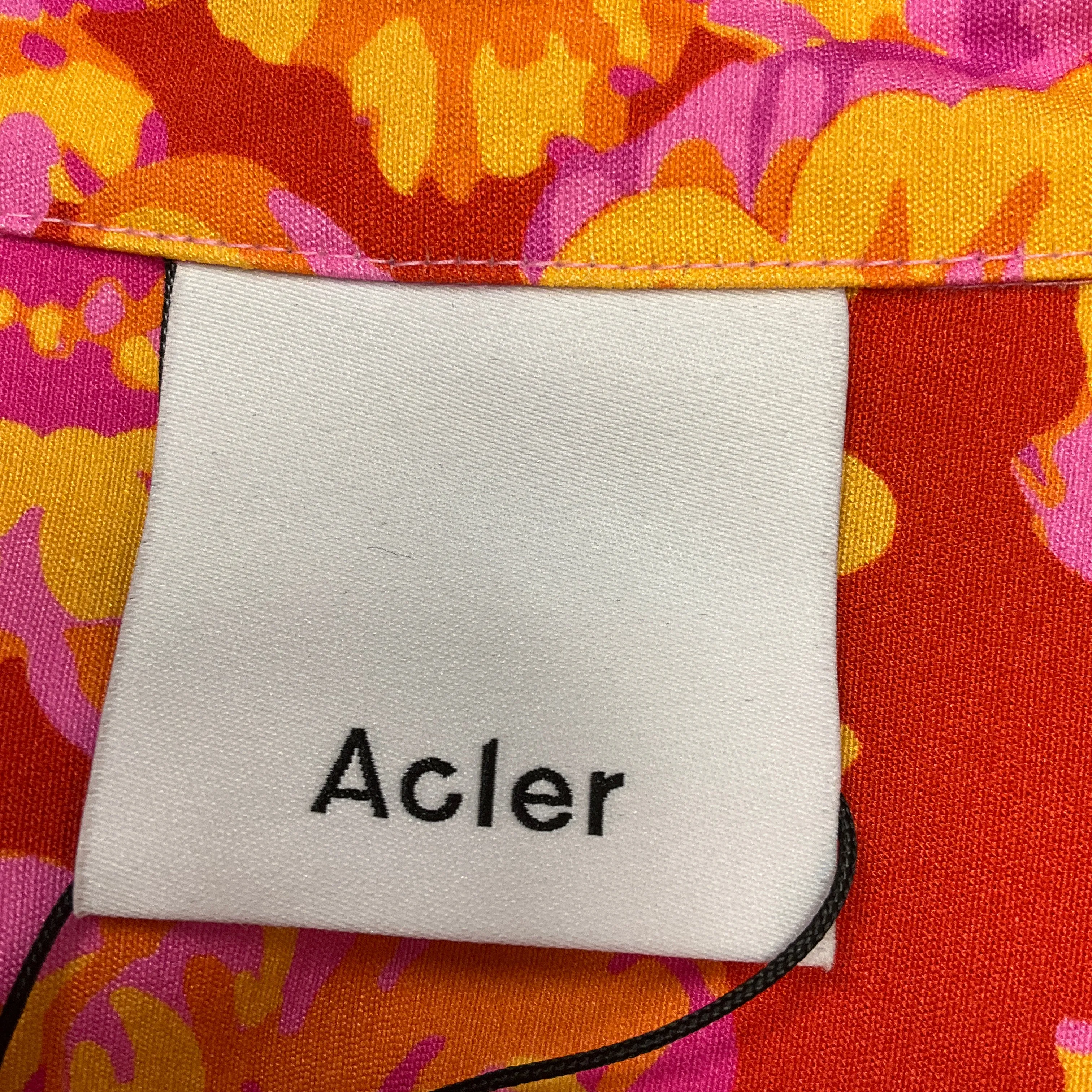 Acler Pink / Orange Summer Bloom Merrylands Floral Belted Mini Shirtdress