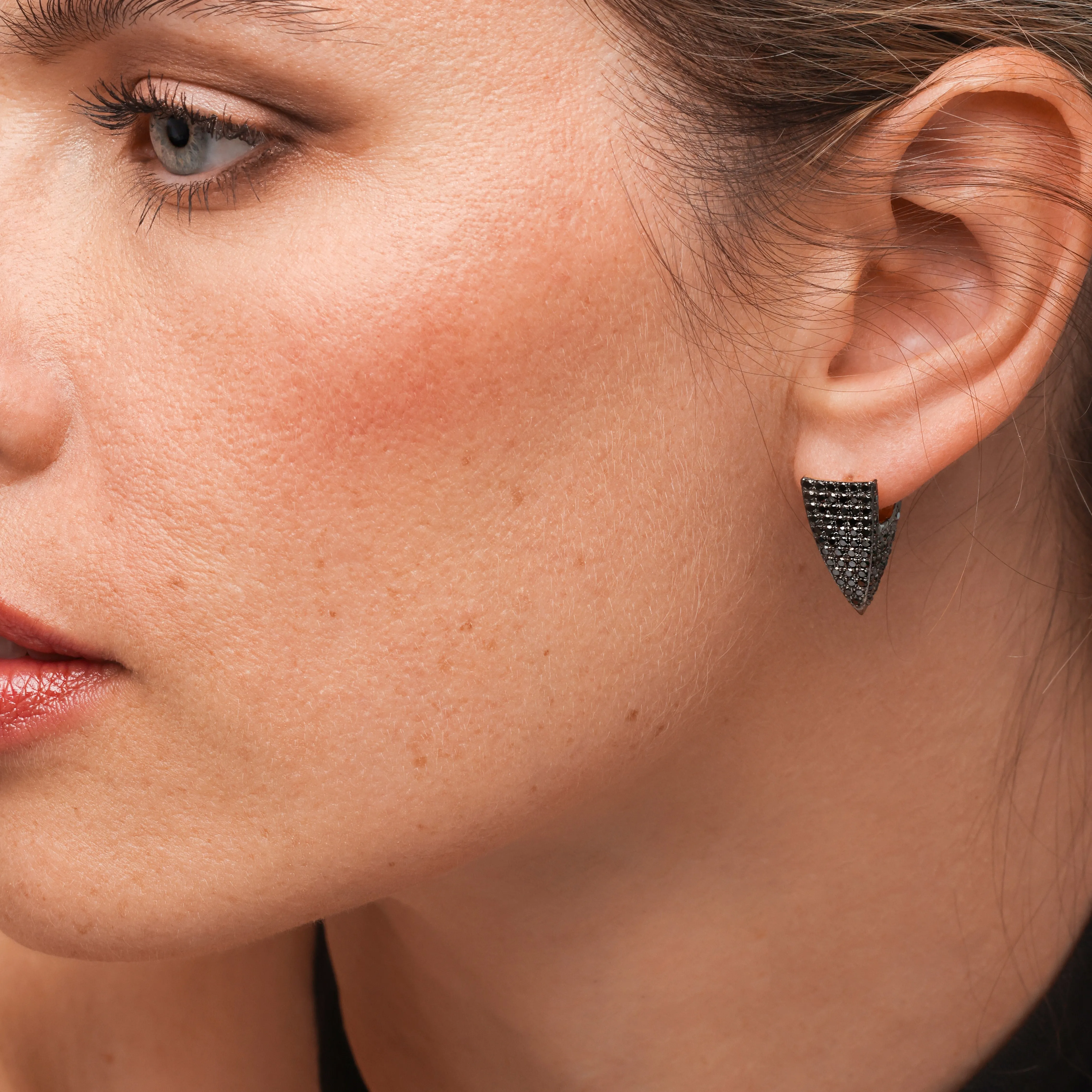 AFELA -  1.64 Carats Black Diamond Spikey Single Earring