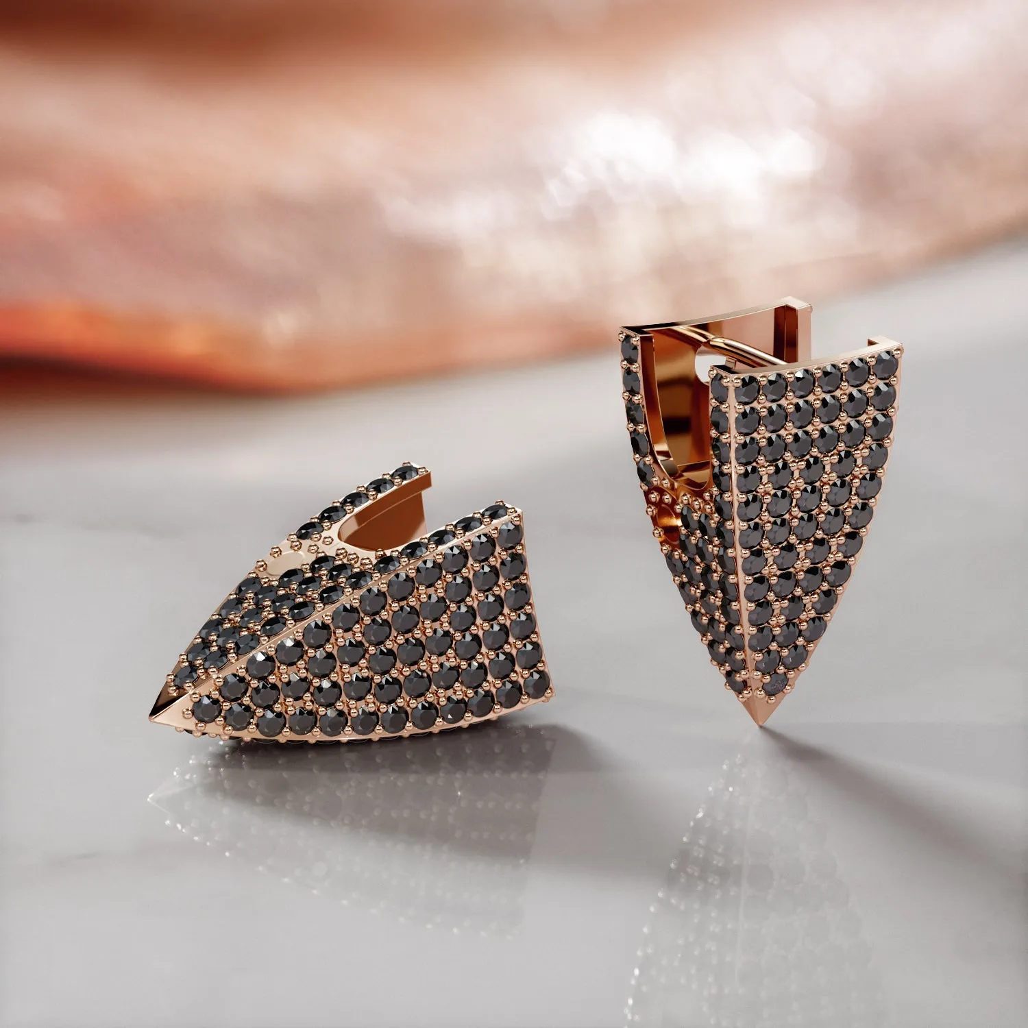 AFELA -  1.64 Carats Black Diamond Spikey Single Earring