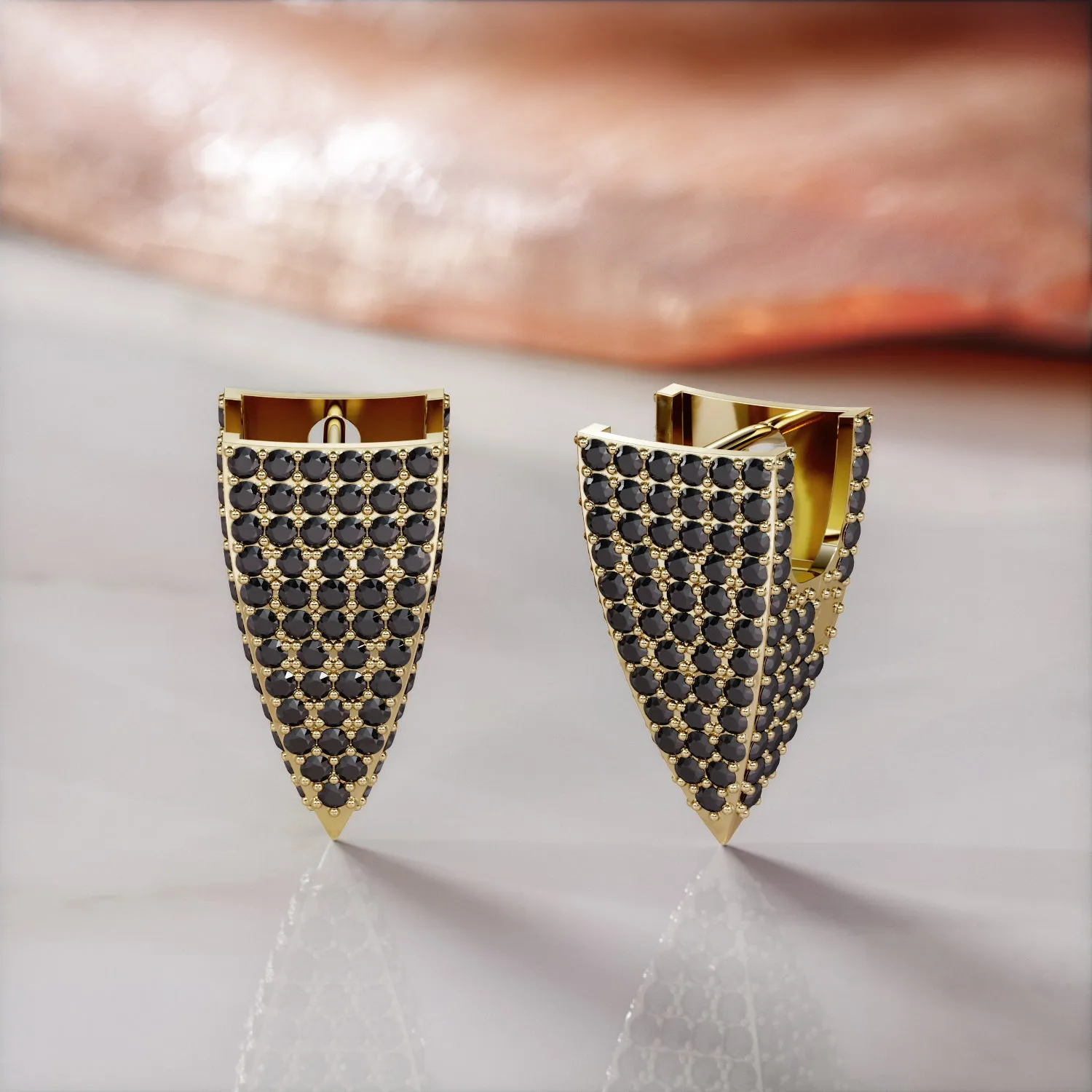 AFELA -  1.64 Carats Black Diamond Spikey Single Earring