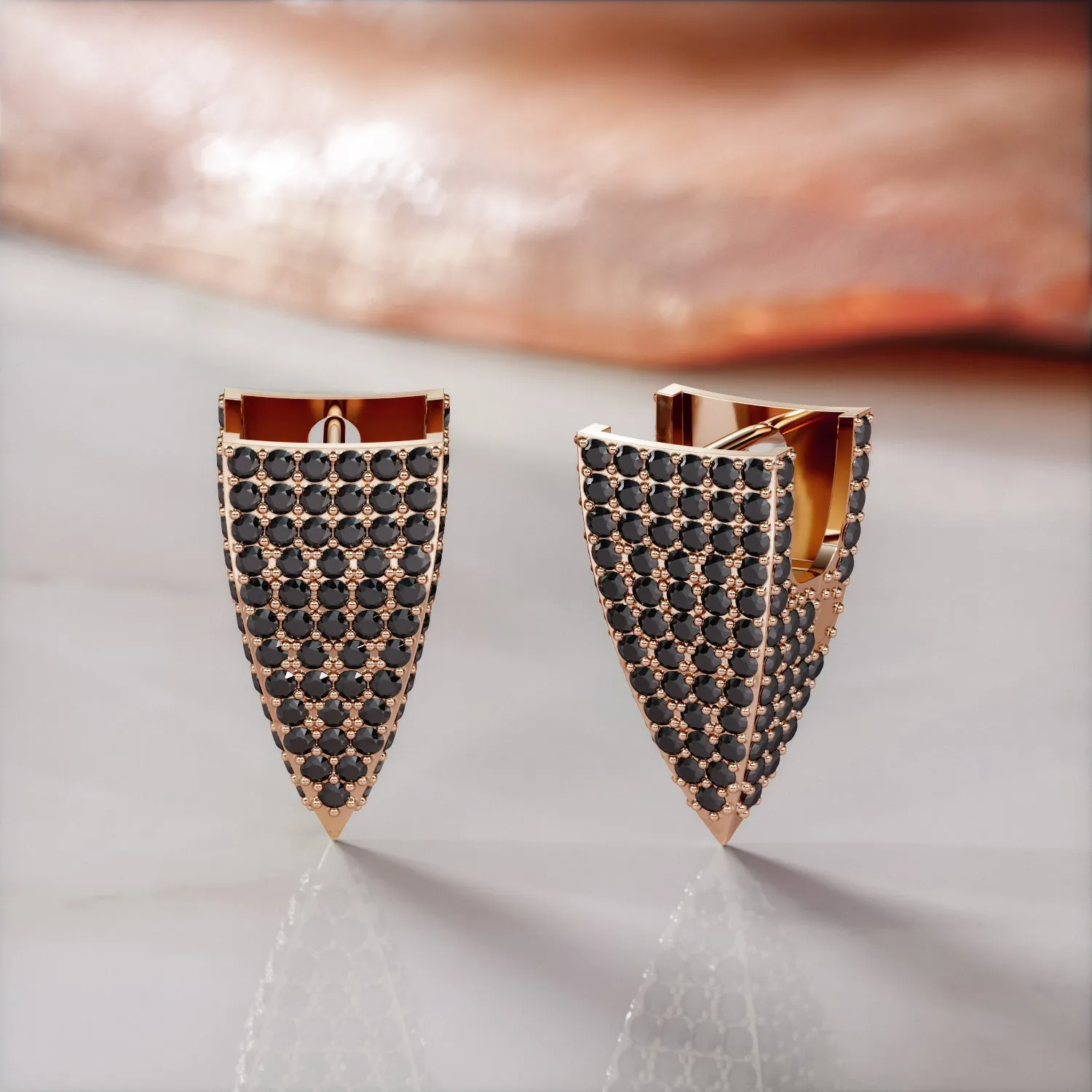 AFELA -  1.64 Carats Black Diamond Spikey Single Earring