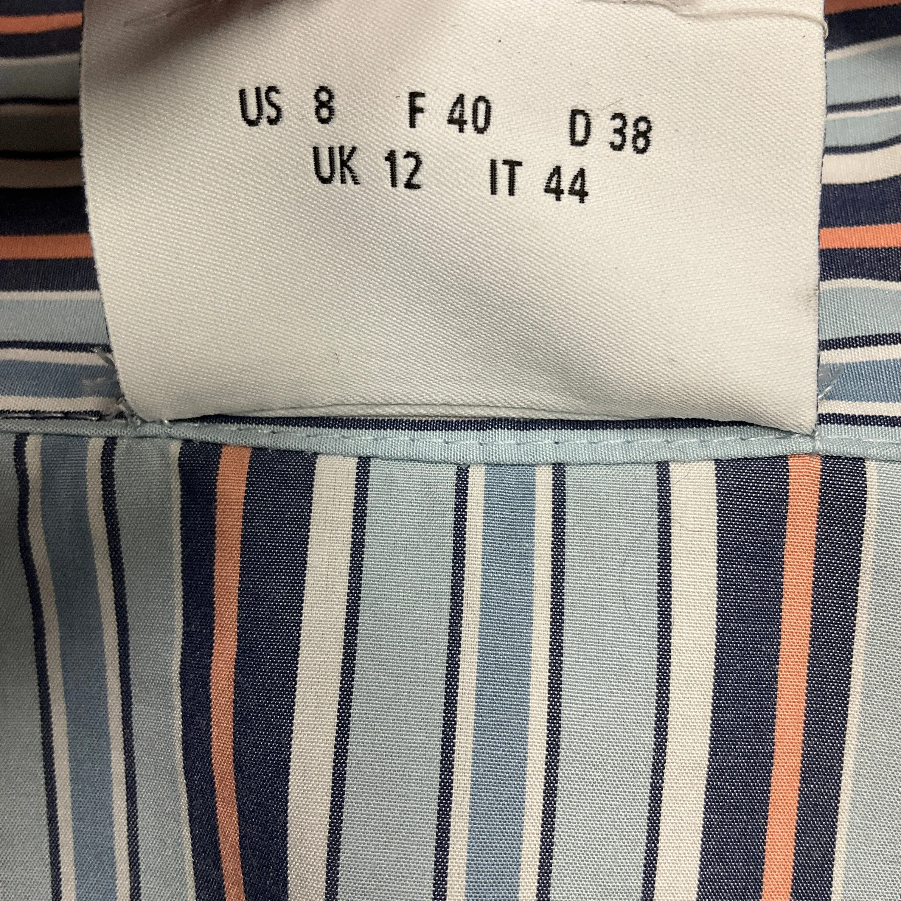 Akris Punto Light Blue Multi Striped Cinched-waist Cotton Popeline Shirtdress in Stripe Reflecting Orange