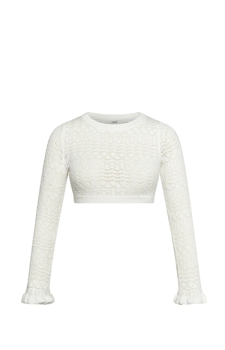 Amalfi white knit ruffle top