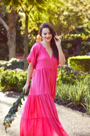 Amisha Short Sleeve Maxi Flamingo  (Outlet - Final Sale Product)