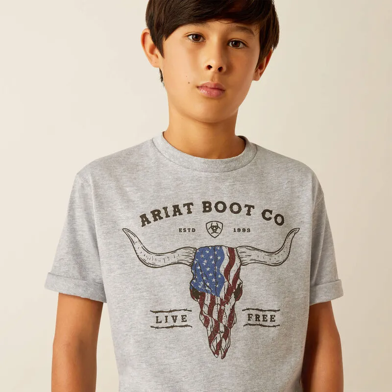 Ariat "Long Live Freedom" Heather Grey T-Shirt for Kids