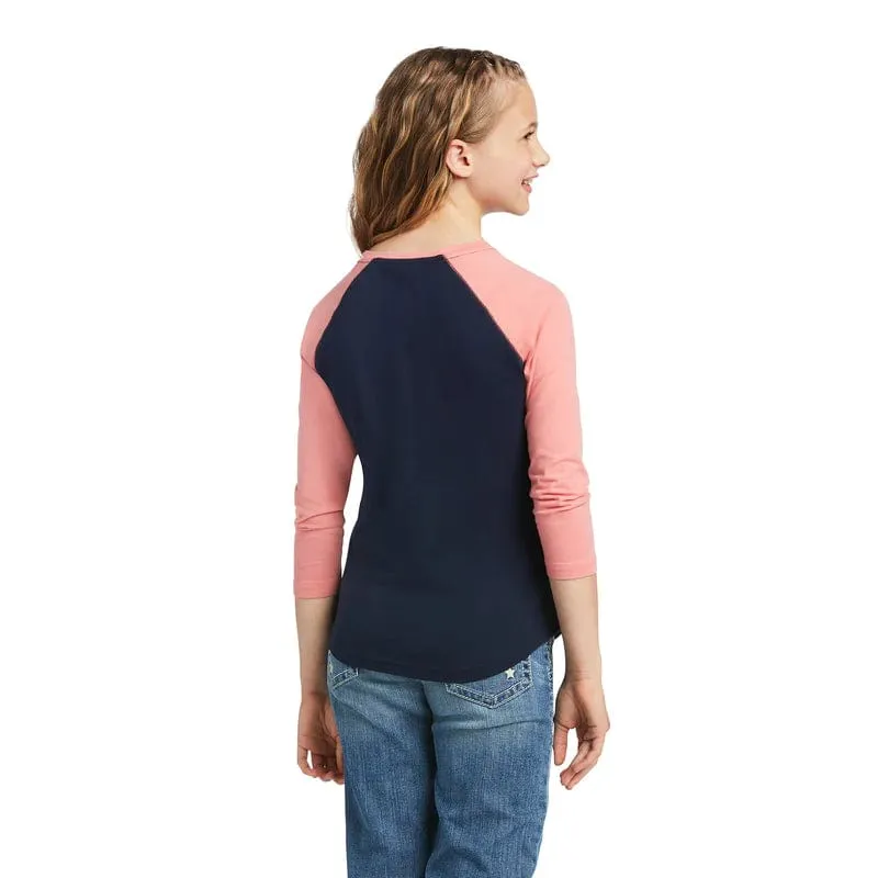 Ariat Tee Girls Real Firebird Navy/Peach Blossom