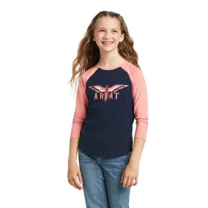 Ariat Tee Girls Real Firebird Navy/Peach Blossom
