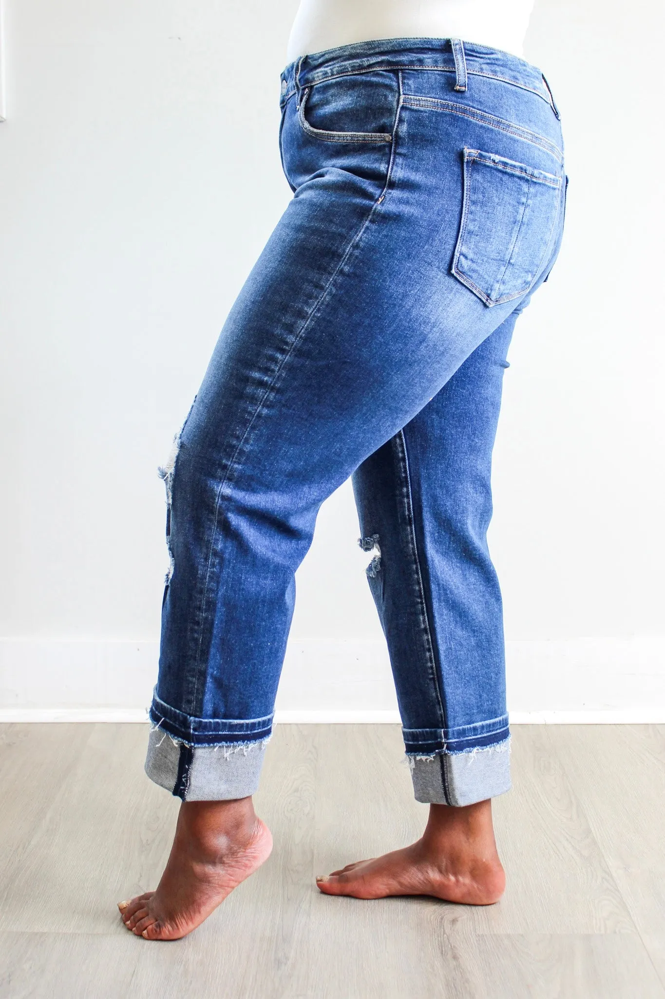 Aspen Cuffed Hem Straight • Dark Wash - PLUS