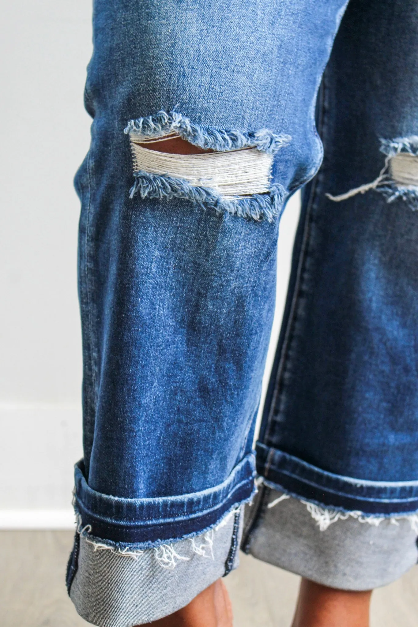 Aspen Cuffed Hem Straight • Dark Wash - PLUS