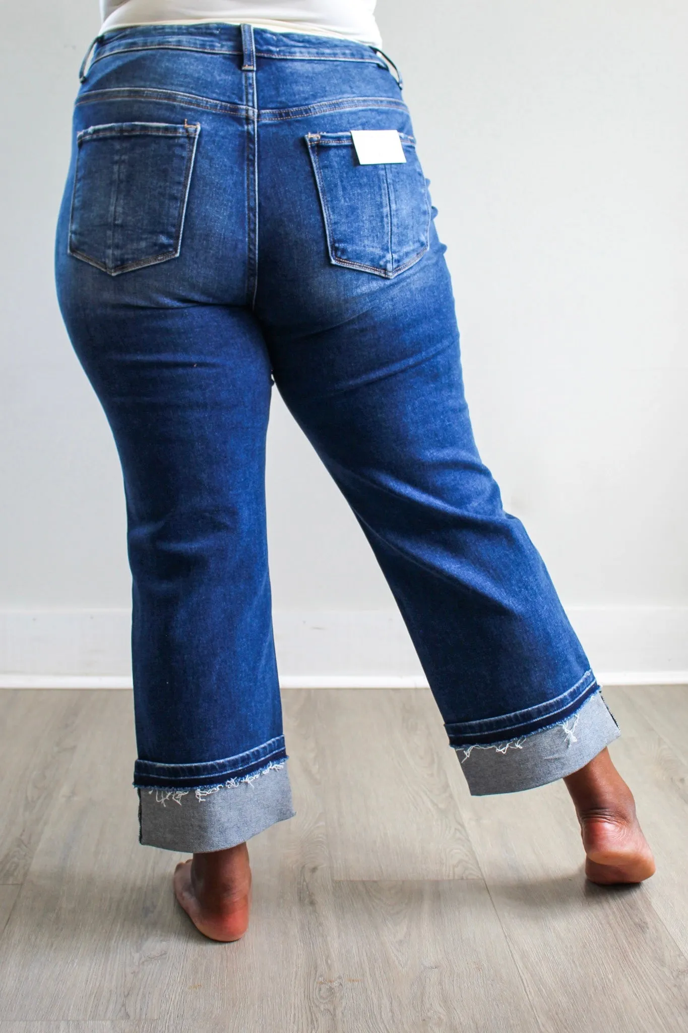 Aspen Cuffed Hem Straight • Dark Wash - PLUS