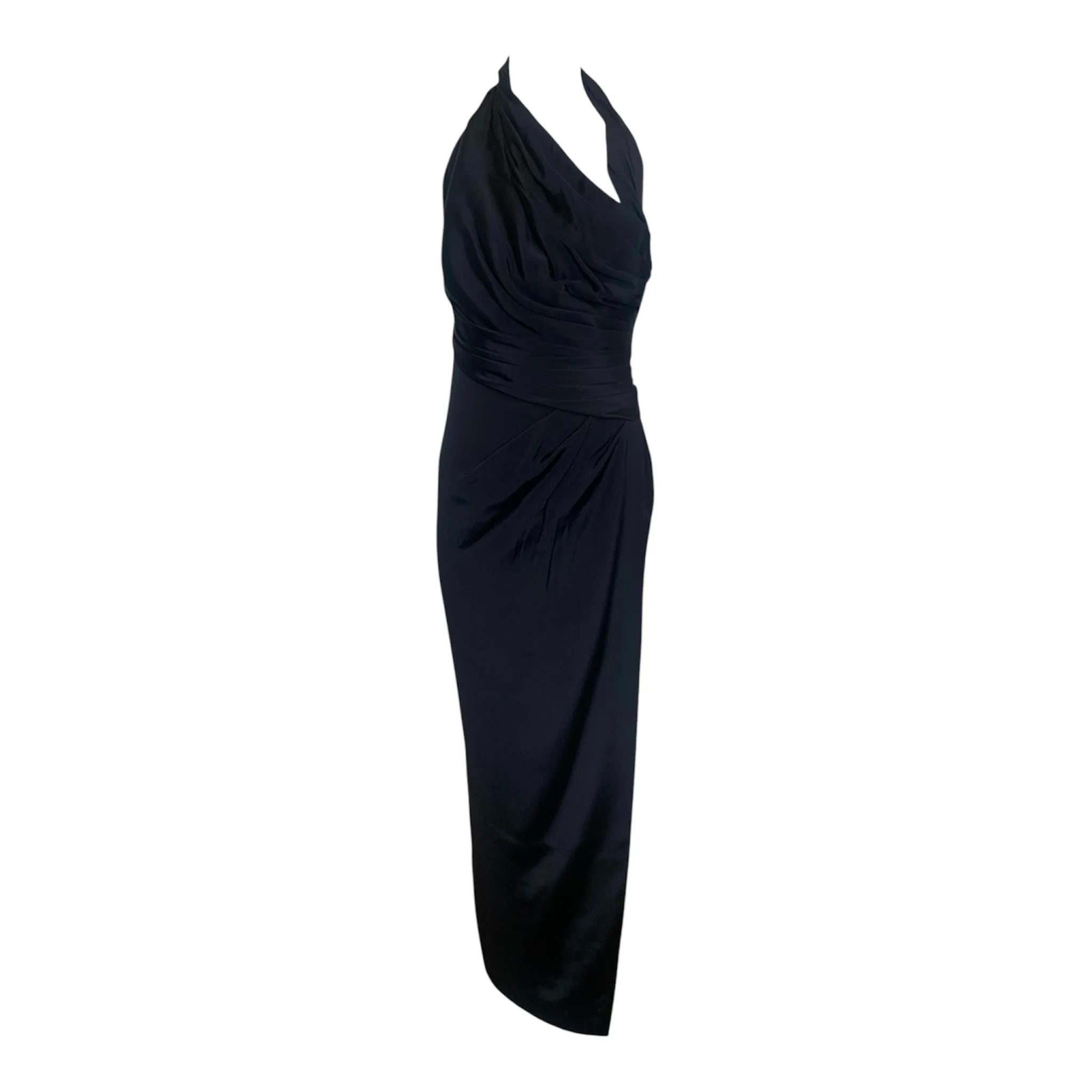 Atelier Versace by Gianni Versace 90s Black Silk Goddess Halter Gown