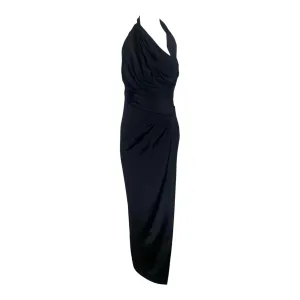 Atelier Versace by Gianni Versace 90s Black Silk Goddess Halter Gown