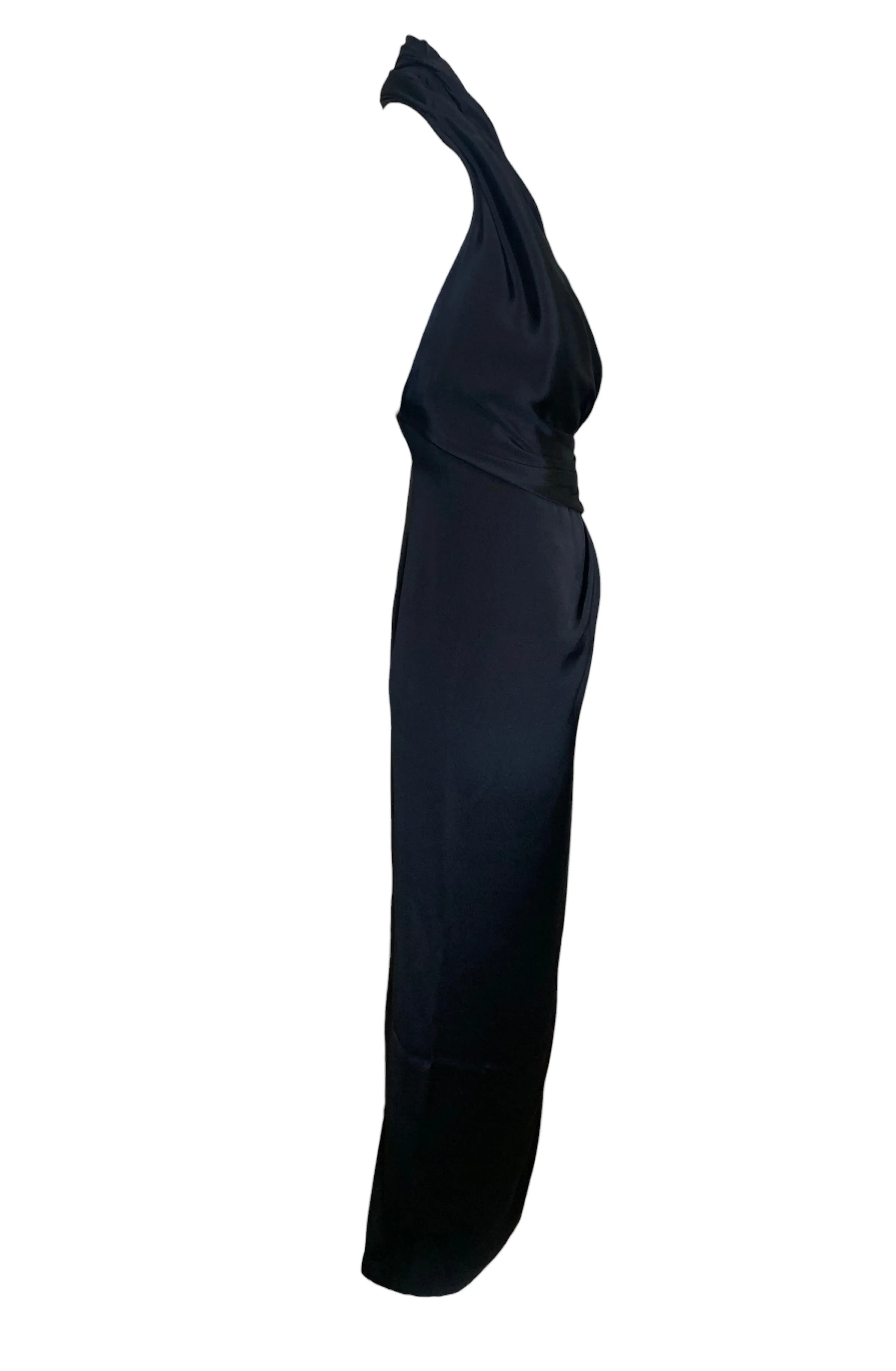Atelier Versace by Gianni Versace 90s Black Silk Goddess Halter Gown