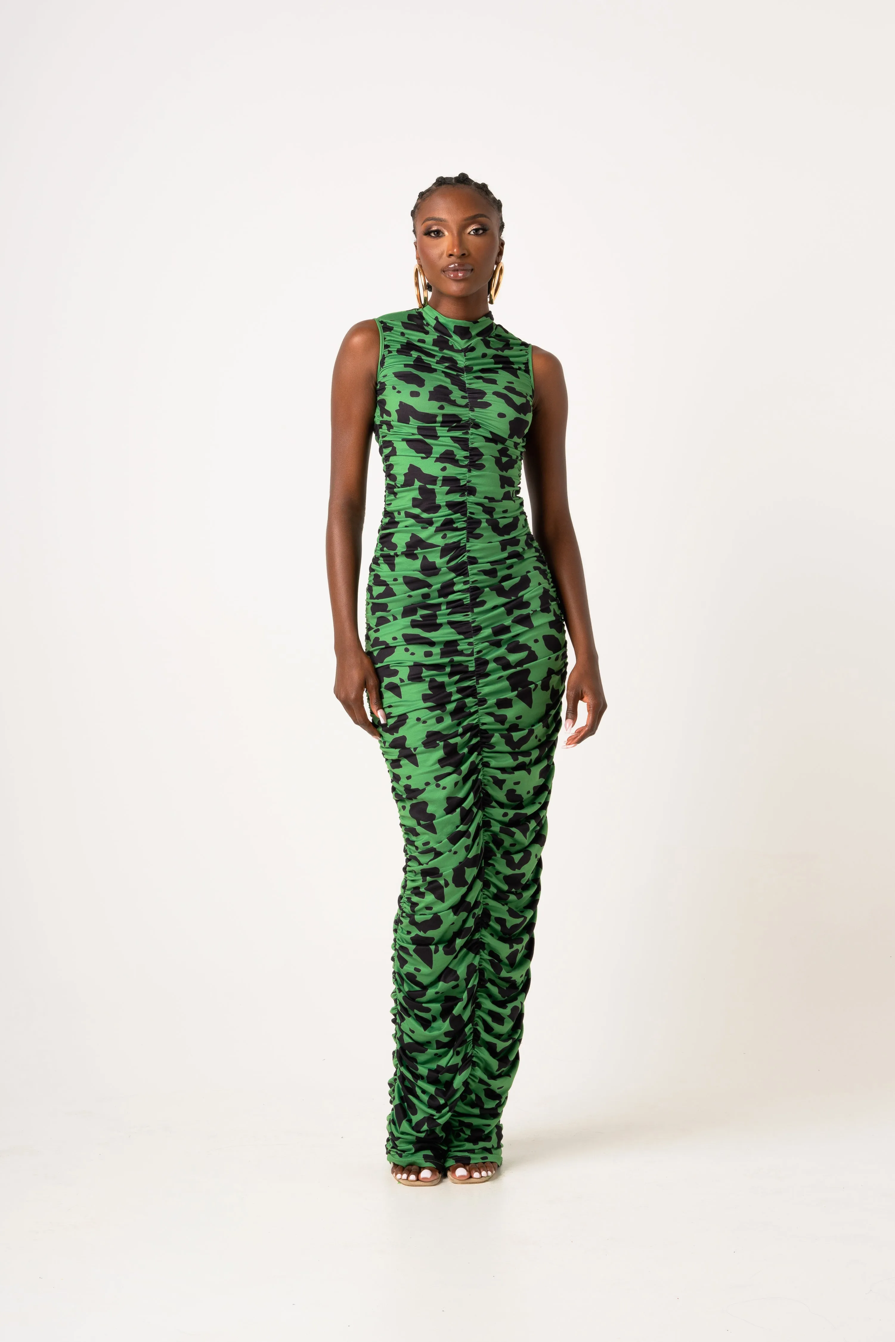 AZI RUCHED MAXI KNIT DRESS
