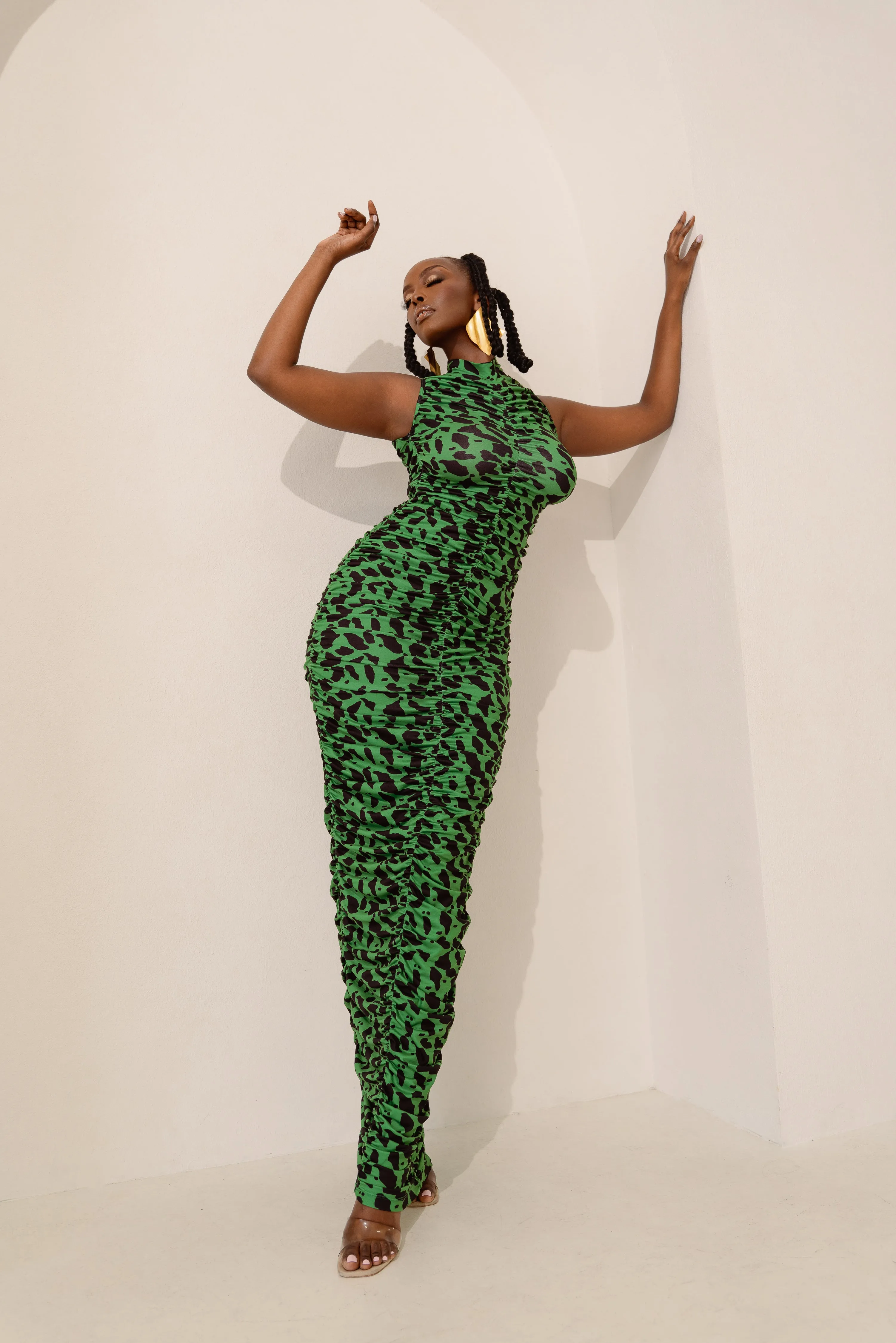 AZI RUCHED MAXI KNIT DRESS