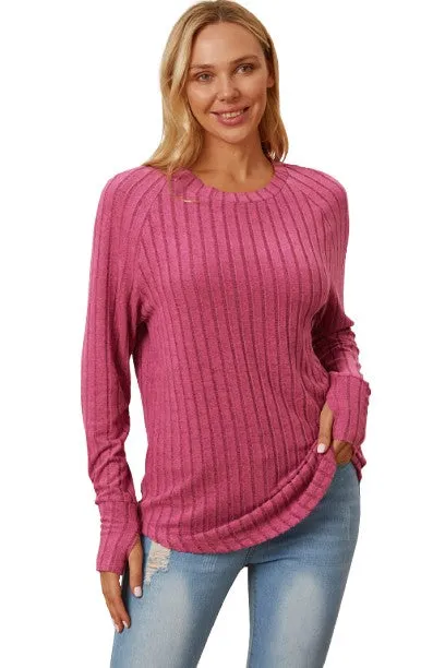 Basic Bae Ribbed Thumbhole Sleeve T-Shirt Stylish Comfortable Trendy Long Sleeve