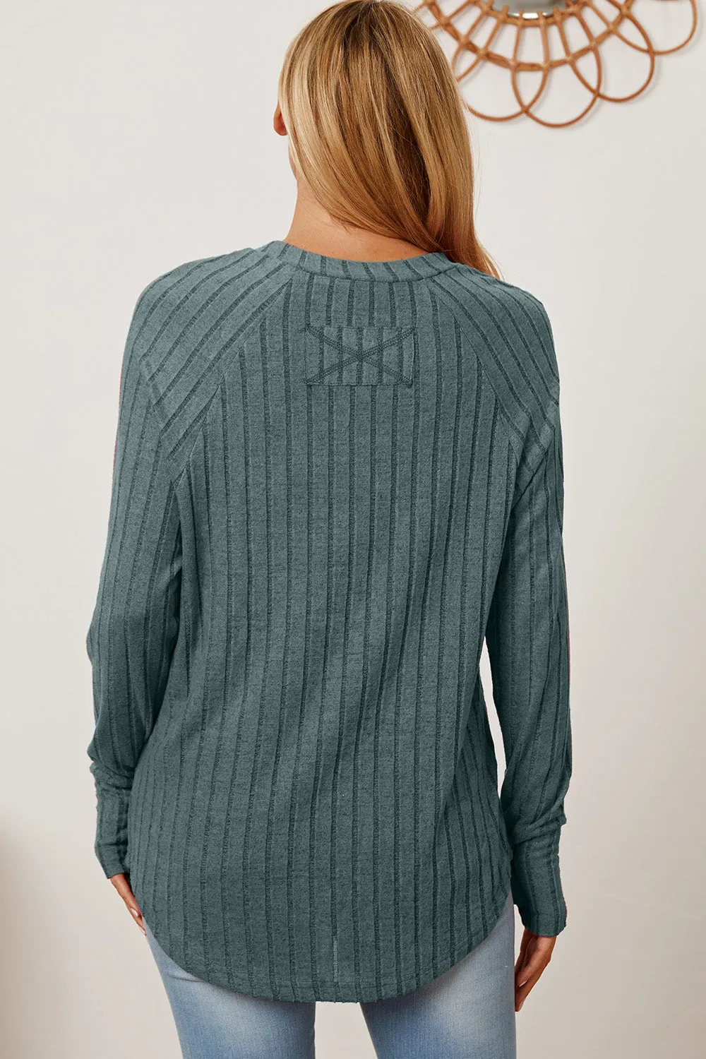 Basic Bae Ribbed Thumbhole Sleeve T-Shirt Stylish Comfortable Trendy Long Sleeve