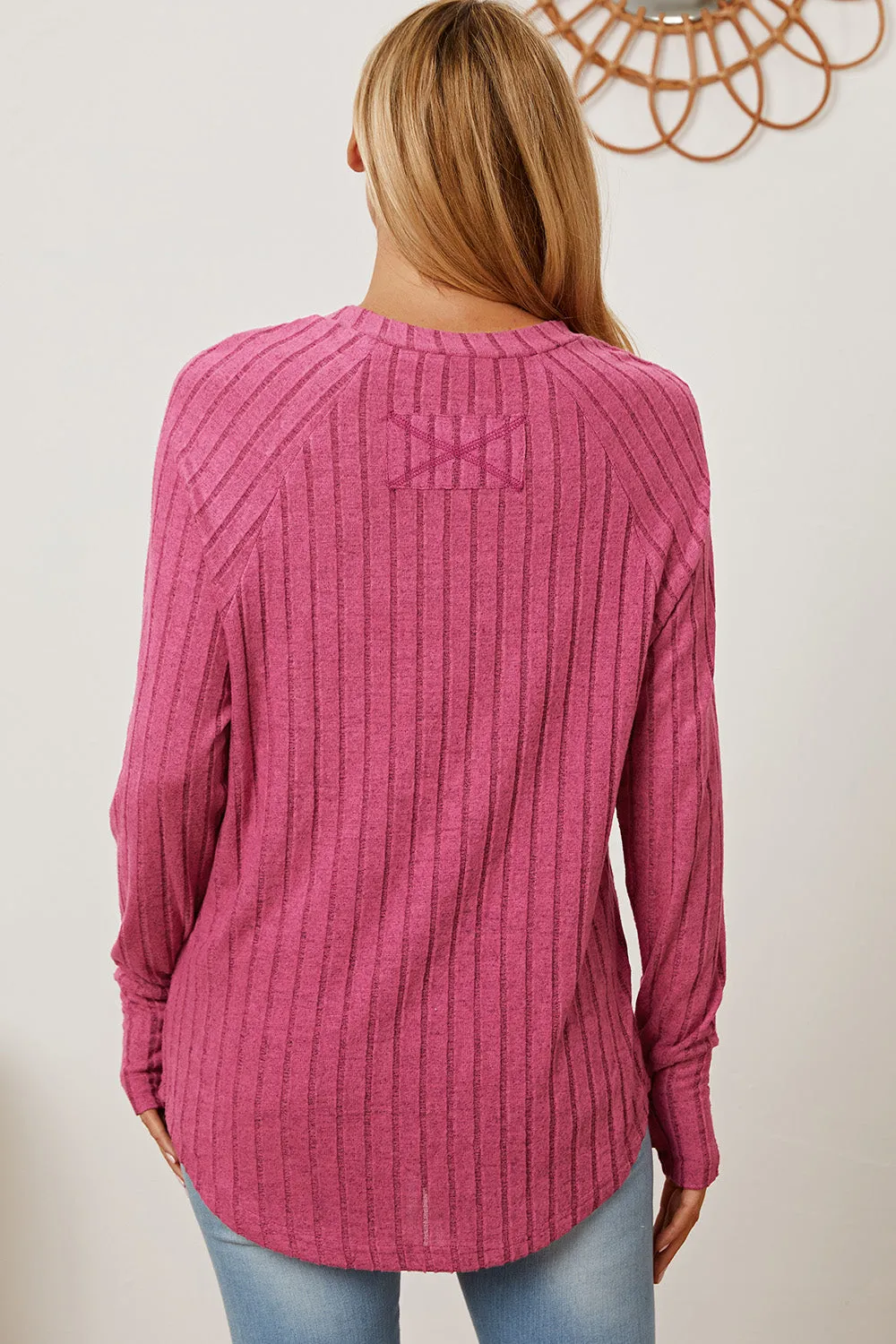 Basic Bae Ribbed Thumbhole Sleeve T-Shirt Stylish Comfortable Trendy Long Sleeve