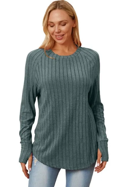 Basic Bae Ribbed Thumbhole Sleeve T-Shirt Stylish Comfortable Trendy Long Sleeve