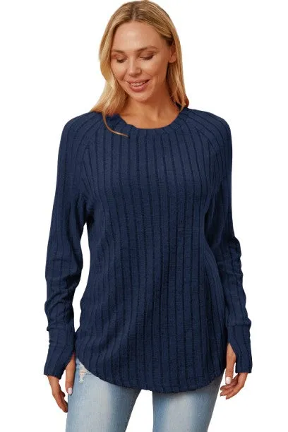 Basic Bae Ribbed Thumbhole Sleeve T-Shirt Stylish Comfortable Trendy Long Sleeve