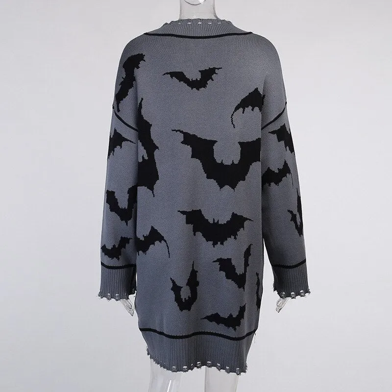Bat Printed Oversized Sweater