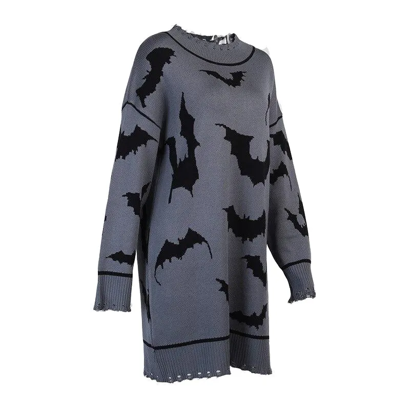 Bat Printed Oversized Sweater