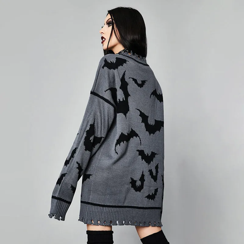 Bat Printed Oversized Sweater