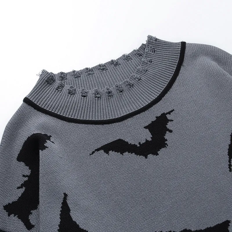 Bat Printed Oversized Sweater